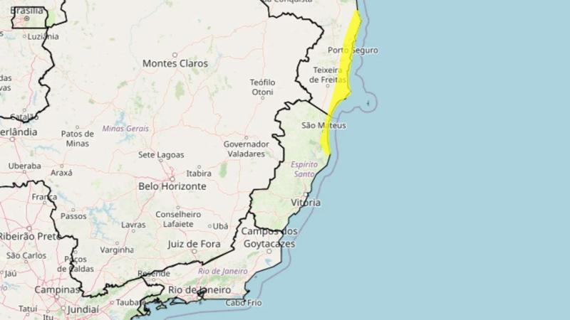 "Alerta de ressaca no Espírito Santo com ondas